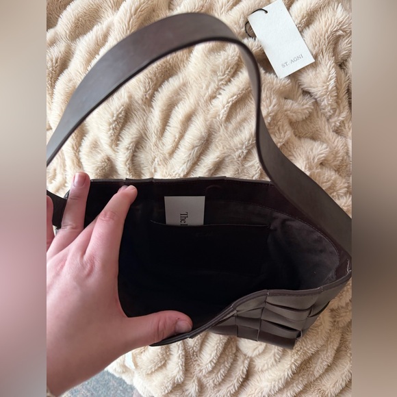 St. Agni brown leather woven shoulder bag tote - Picture 3 of 7